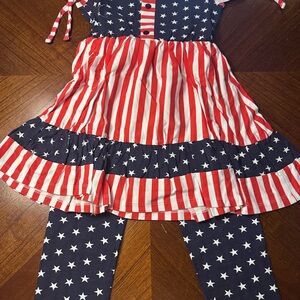 Patriotic Stars and Stripes Dress with Leggings